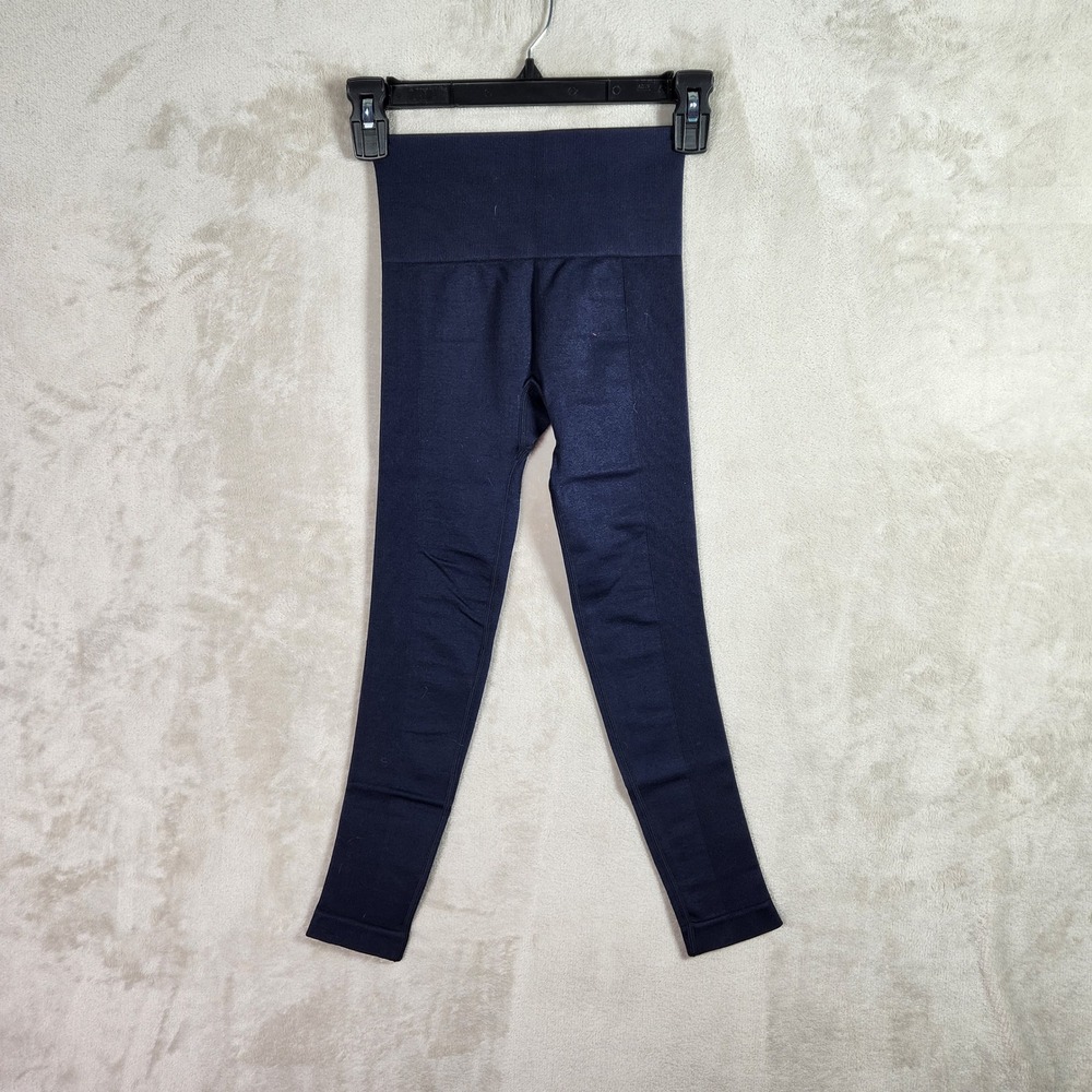 AnyBody Leggings Womens XS Navy Intimates Jacquard Panel Stretch Skinny A592970